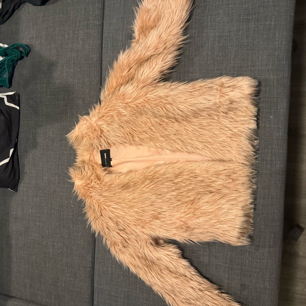 Faux Fur Jacket - Peach